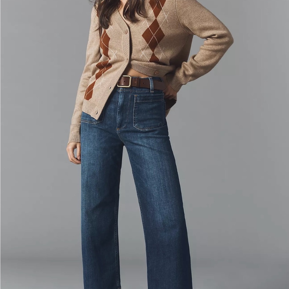 Anthropologie Collette  Blue Flare Jeans in  Mini Fern Wash